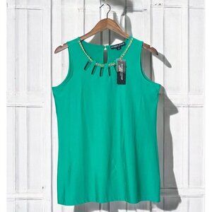 Russell Kemp New York Emerald Green Sleevless Top With Cutout Detail Sz Med NWT